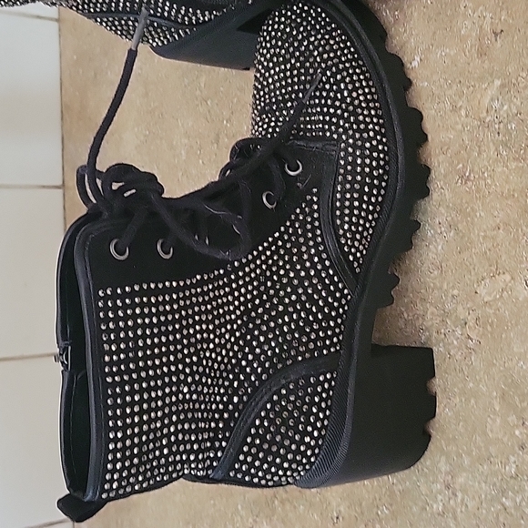 Madden Girl Shoes Madden Girl Laceup Rhinestone Combat Boots Size 8